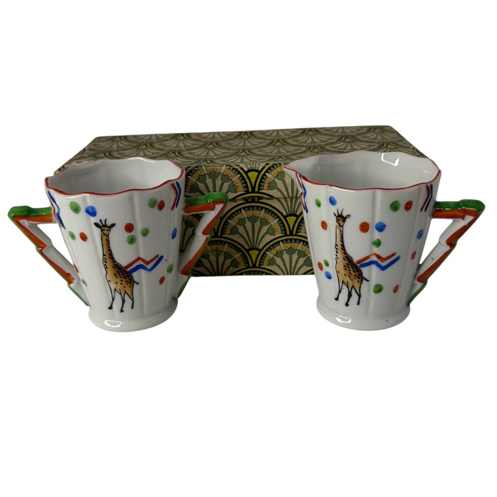 Vintage Japan Giraffe Creamer Sugar Bowl Set‎ Hand Painted Art Deco Original Box